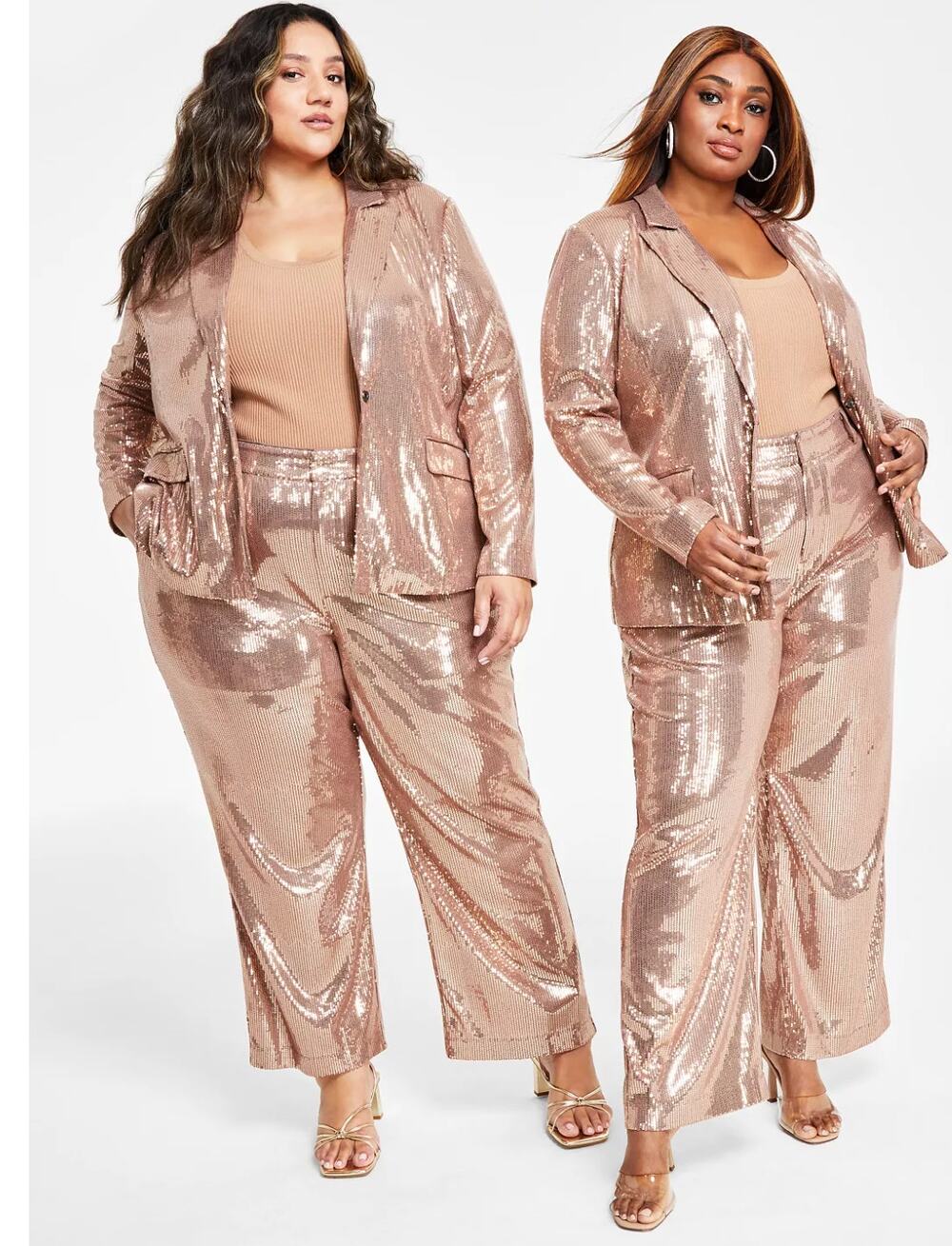 NINA PARKER Trendy Plus Size Sequined Wide-Leg Pants